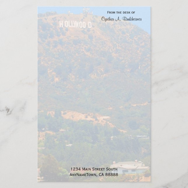 Hollywood Hills Personalized Stationery (Front)
