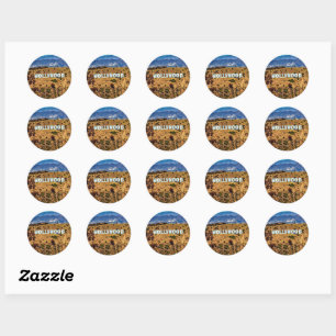 Hollywood, iconic sign, classic round sticker