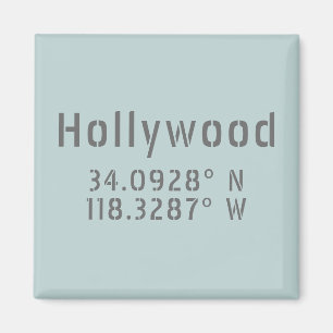 Hollywood Latitude Longitude Magnet
