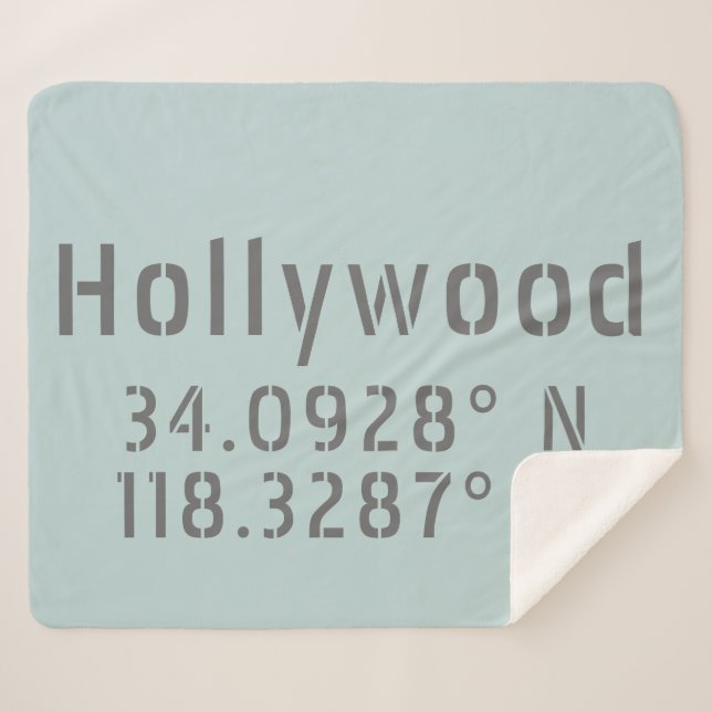 Hollywood Latitude Longitude Sherpa Blanket (Front (Horizontal))
