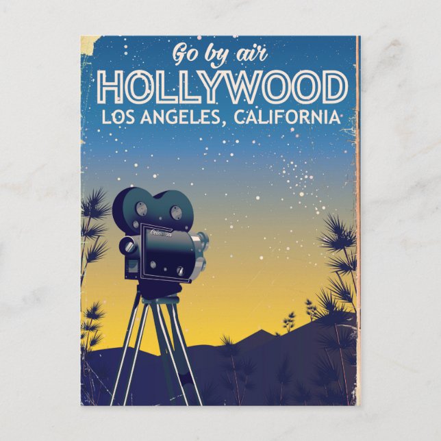 Hollywood Los Angeles California travel poster Postcard (Front)