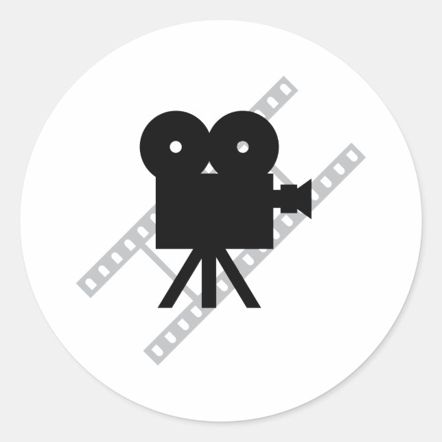 hollywood movie cine camera film classic round sticker (Front)