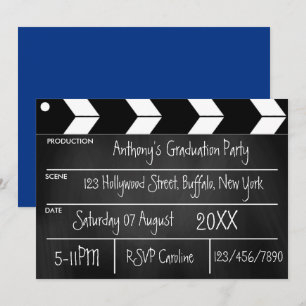 Hollywood Movie Graduation Party Chalkboard Invit Invitation
