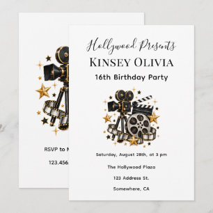 Hollywood Movie Night Birthday Girl Invitation