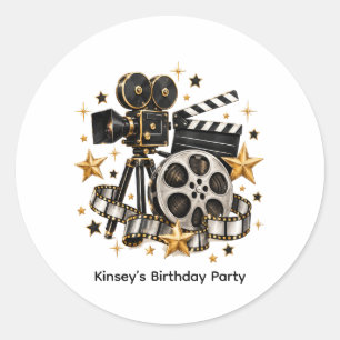 Hollywood Movie Night Birthday Party Classic Round Sticker
