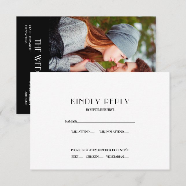 Hollywood Movie Poster Wedding RSVP Response Invitation (Front/Back)