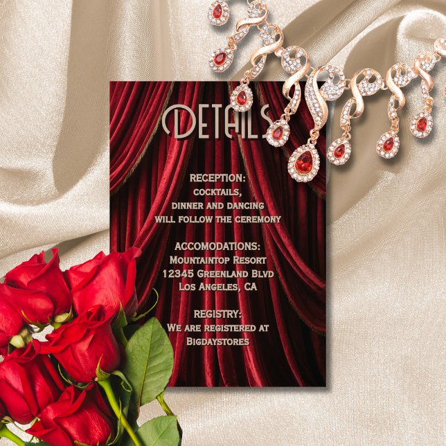 Hollywood Movie Red Carpet Wedding Details Enclosure Card (Creator Uploaded)