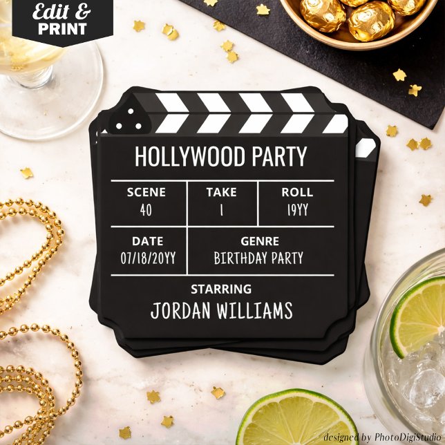 Hollywood Party Coasters, Custom Clapperboard  Paper Coaster (Hollywood Party Coasters, Custom Clapperboard Paper Coaster)