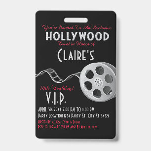 Hollywood Party Invitation Badge