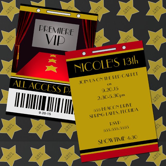 Hollywood Premiere VIP Birthday Party Invitation (Creator Uploaded)
