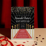 Hollywood Red Carpet Bat Mitzvah Invitation<br><div class="desc">Chic Hollywood theme bat mitzvah invitations are perfect for your moment in the spotlight! Invitations feature a red carpet and velvet rope design with your name and bat mitzvah ceremony and party details in white lettering,  topped with blush and gold confetti.</div>