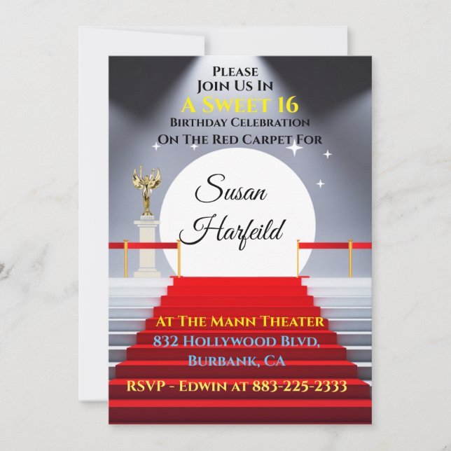 Hollywood Red Carpet Invitation (Front)