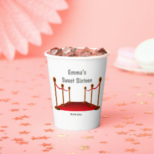 Hollywood Red Carpet Sweet 16 Personalised  Paper Cups