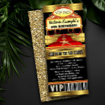 Hollywood Red Carpet Ticket Party Invitations<br><div class="desc">Hollywood red carpet invitation with beautiful red and gold red carpet and marquee on a beautiful black and gold background. You can easily customize these gorgeous red carpet party invitations for your event by simply adding your details. You can also remove the glitter background to add your own colour. This...</div>