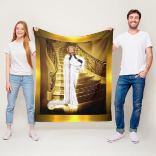 Hollywood Regency Glamourous Diva Golden Fleece Blanket