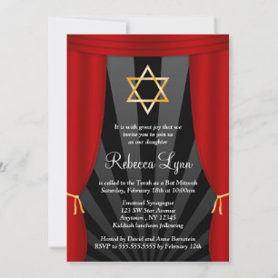 Hollywood Star of David Bat Mitzvah Invitations