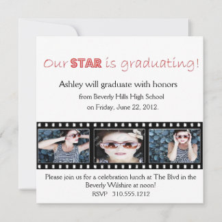 Hollywood Star Red Faire-part de diplôme