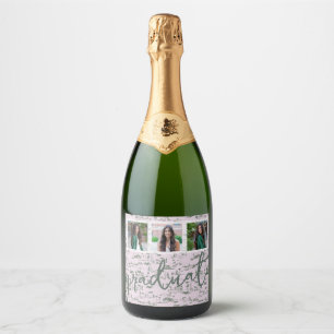 Hollywood Toile Coquette 3 Photo Sparkling Wine Label