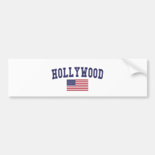 Hollywood US Flag Bumper Sticker