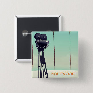 Hollywood Vintage camera Travel poster 2 Inch Square Button