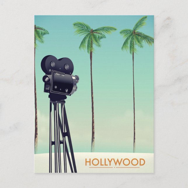 Hollywood Vintage camera Travel poster Postcard (Front)