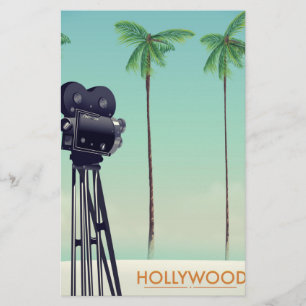 Hollywood Vintage camera Travel poster Stationery