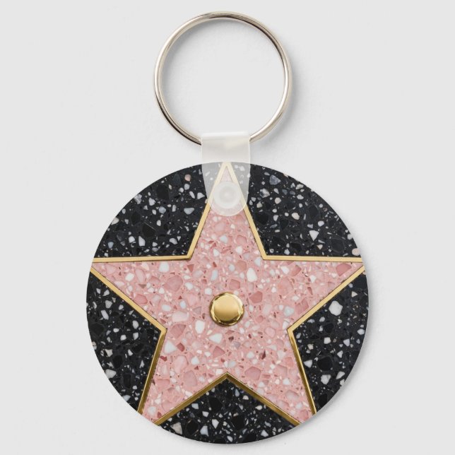 Hollywood Walk of Fame Square Coaster Keychain (Front)
