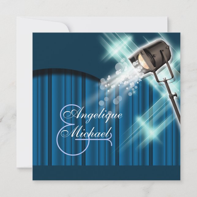 Hollywood wedding movie theatre party invitation (Front)