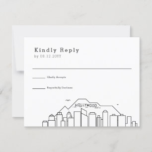 Hollywood Wedding   Stylized Skyline RSVP Card