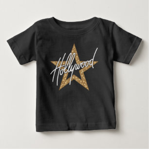 Hollywood White Hand Script With Star Baby T-Shirt