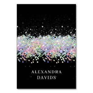 Holo Glitter Black Individual Name Place Card