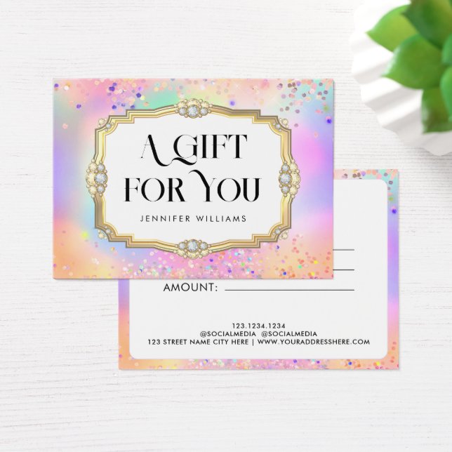 Holo Glitter Gold Pastel Elegant Certificate Gift (Desk)