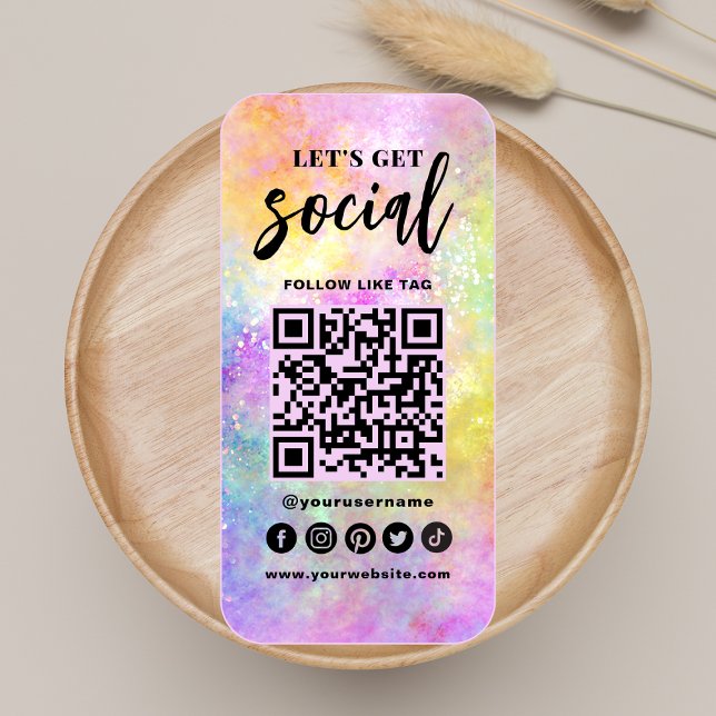 Holo Opal Stylish QR Code Connect With Us Modern Business Card (Creator Uploaded)
