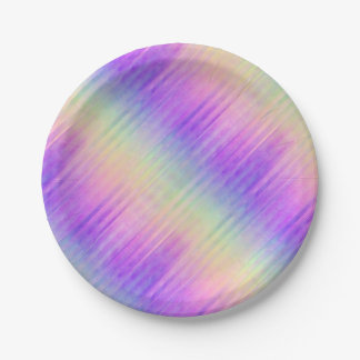 holo rainbow pinstripe : paper plate