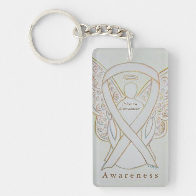 Holocaust Remembrance Awareness Ribbon Keychain (Front)