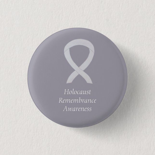 Holocaust Remembrance Awareness White Ribbon Pin (Front)