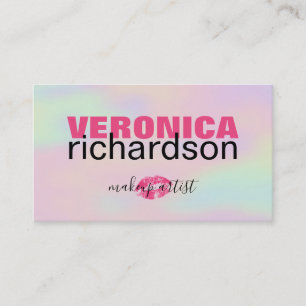 Hologram Background Pink Lips Business Card