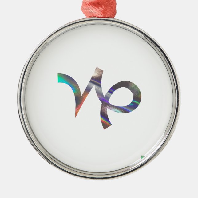 hologram Capricorn Metal Ornament (Front)