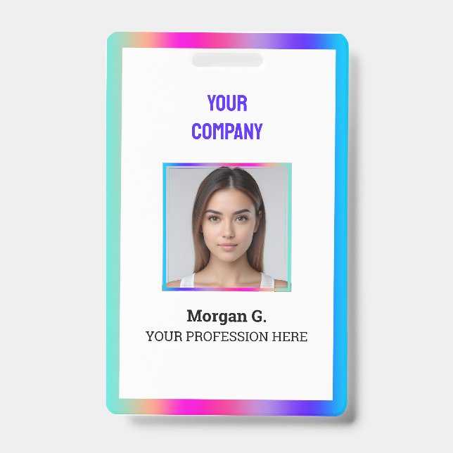Hologram Custom Photo Name Badge (Front)
