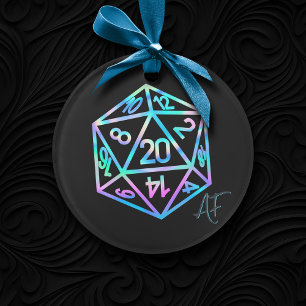 Hologram D20 Crit AF PnP Tabletop Gamer Dice Ornament