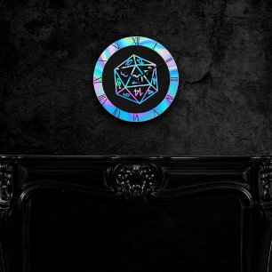 Hologram D20 Crit PnP Tabletop Gamer Dice Round Clock