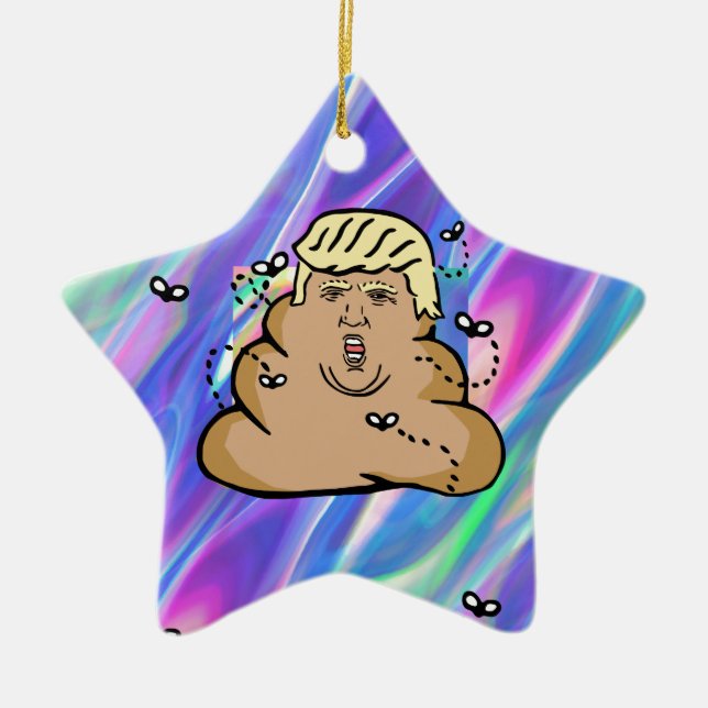 hologram dump trump ceramic ornament (Front)