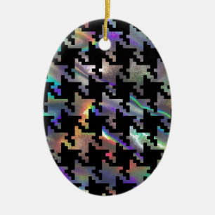 hologram houndstooth ceramic ornament
