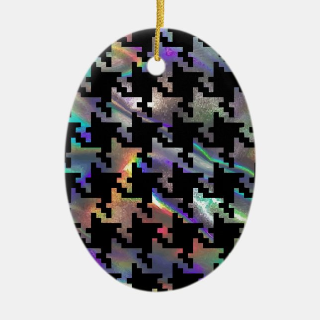 hologram houndstooth ceramic ornament (Front)