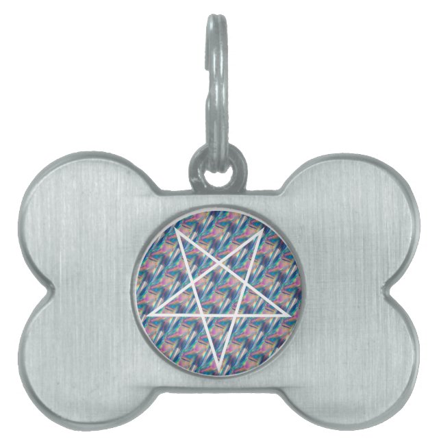 hologram pentagram pet tag (Front)