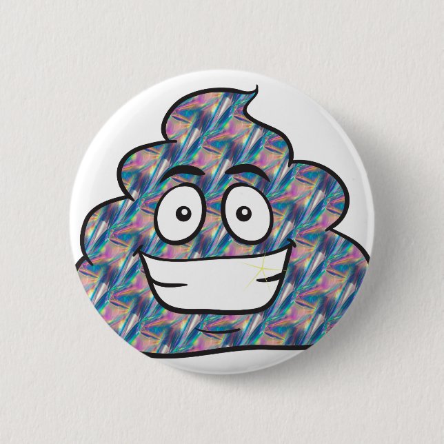 hologram poop emoji 2 inch round button (Front)