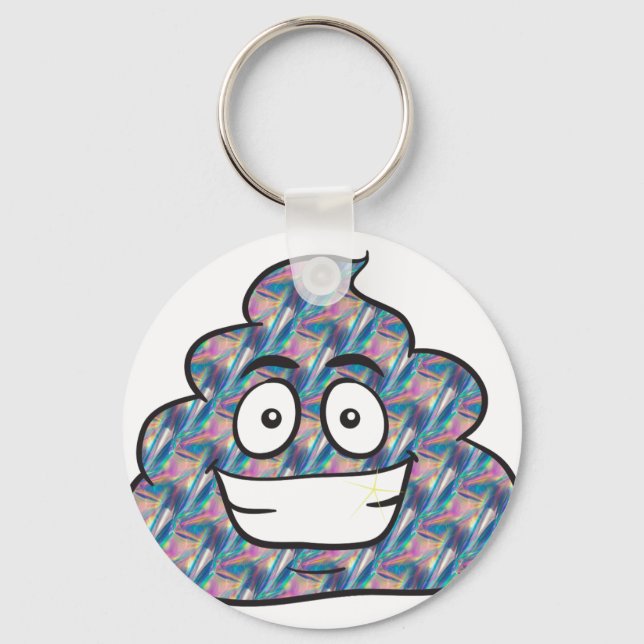 hologram poop emoji keychain (Front)