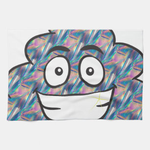 hologram poop emoji kitchen towel