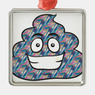 hologram poop emoji metal ornament