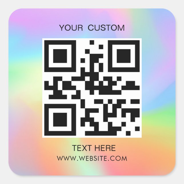 Hologram, Simple QR Small Business Custom QR Code  Square Sticker (Front)